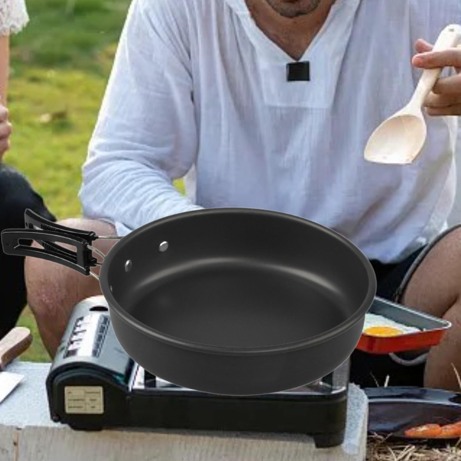 Yiju Camping Frying Pan Portable Camping Skillet for Backpacking Outdoor Barbecue