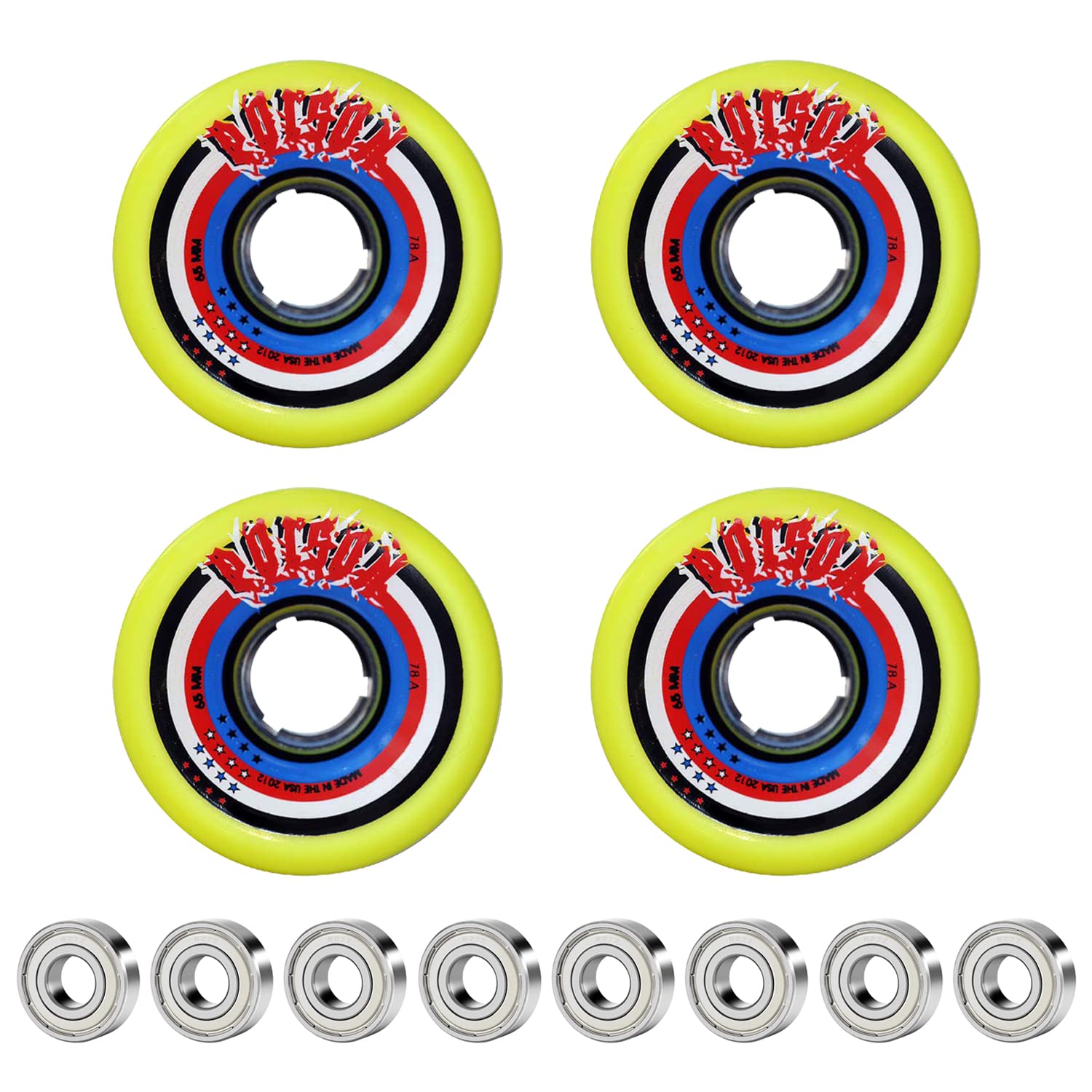 SWAURSAHA Poison Original Quads Roller Skating Wheels, 78A Hardness (Set of 4) + 627ZZ Bearing (8 Pcs)-image-49