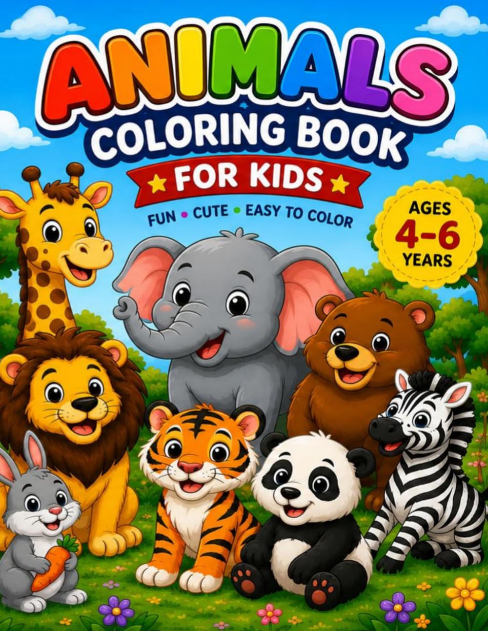 Animals Coloring Book for Kids Ages 4–6