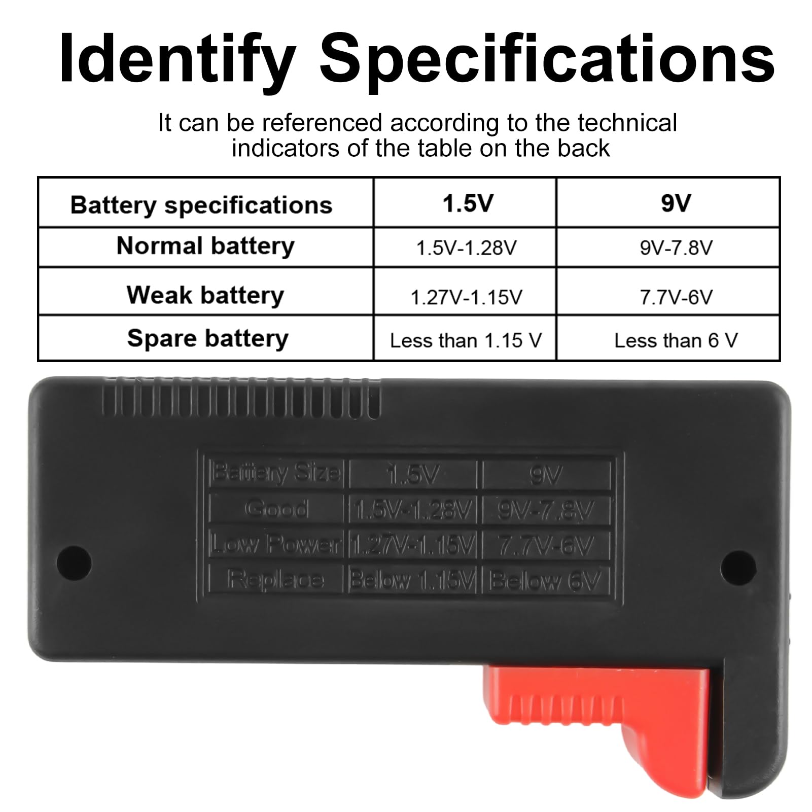 Testeur De Batterie Multi Taille Digital, Lecteur Précis Piles AA AAA C D 9 V Bouton 1,5 V, Contrôleur D'énergie Maison Atelier Professionnel, Appareil Vérification Puissance