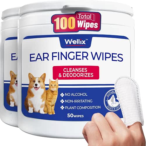 Wellix Pet Ear Cleaner Wipes for Dogs&Cats (100count) - Pure