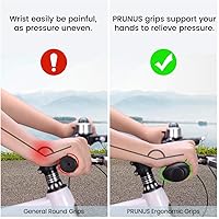 Vista 4 de PRUNUS Agarres antideslizantes de goma suave para manillar de bicicleta, MTB, BMX, bicicleta de montaña, bicicleta eléctrica, scooter, crucero