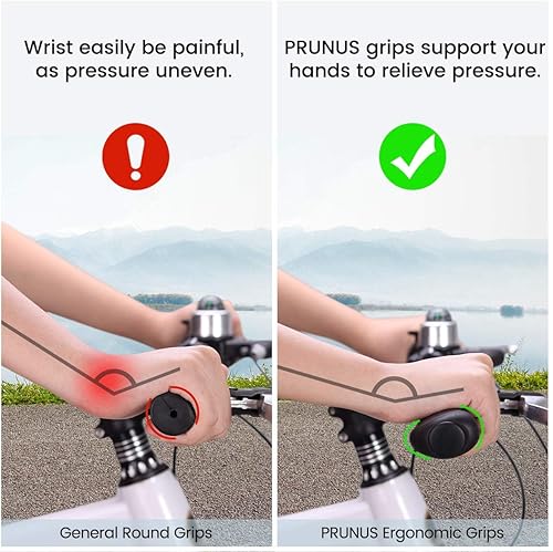 Miniatura 4 de PRUNUS Agarres antideslizantes de goma suave para manillar de bicicleta, MTB, BMX, bicicleta de montaña, bicicleta eléctrica, scooter, crucero de