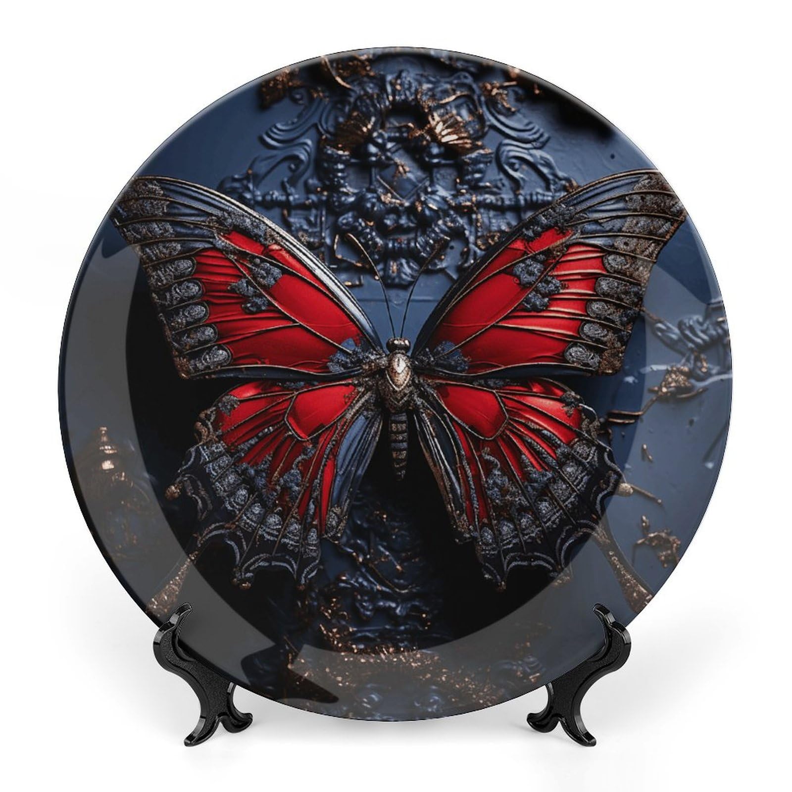 Assiette à dessert en porcelaine 20cm, plat de service résistant rouge