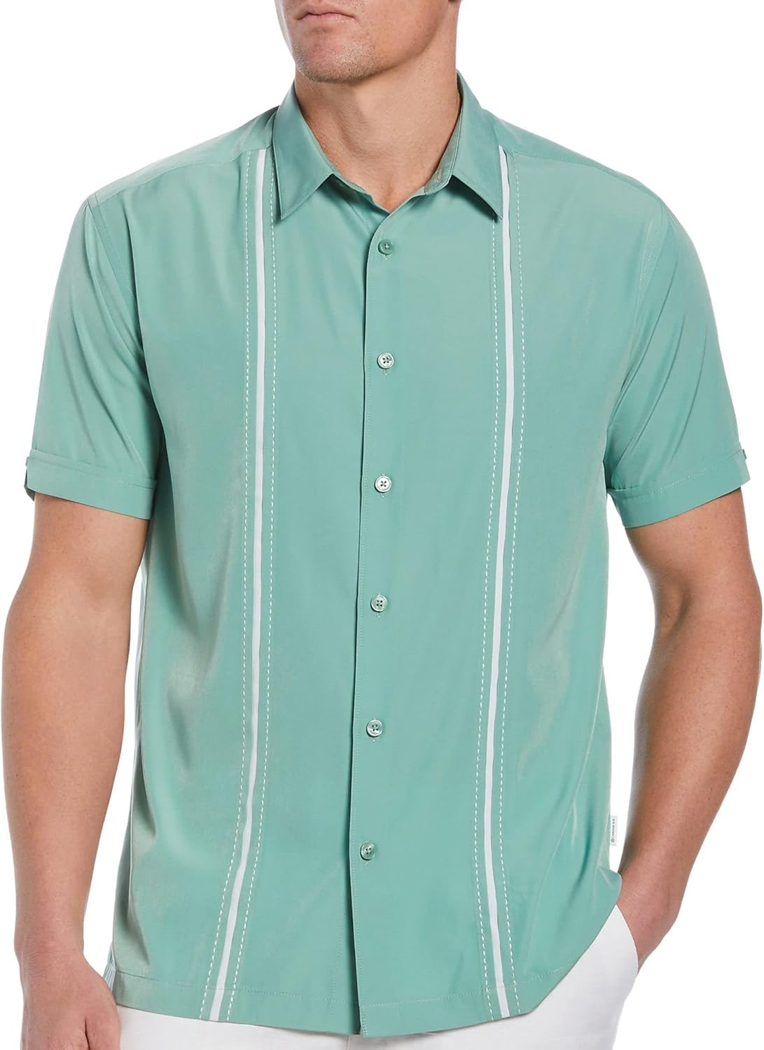 Cubavera Men's Short Sleeve Insert Panels with Pick Stitch Shirt at  Men’s Clothing store