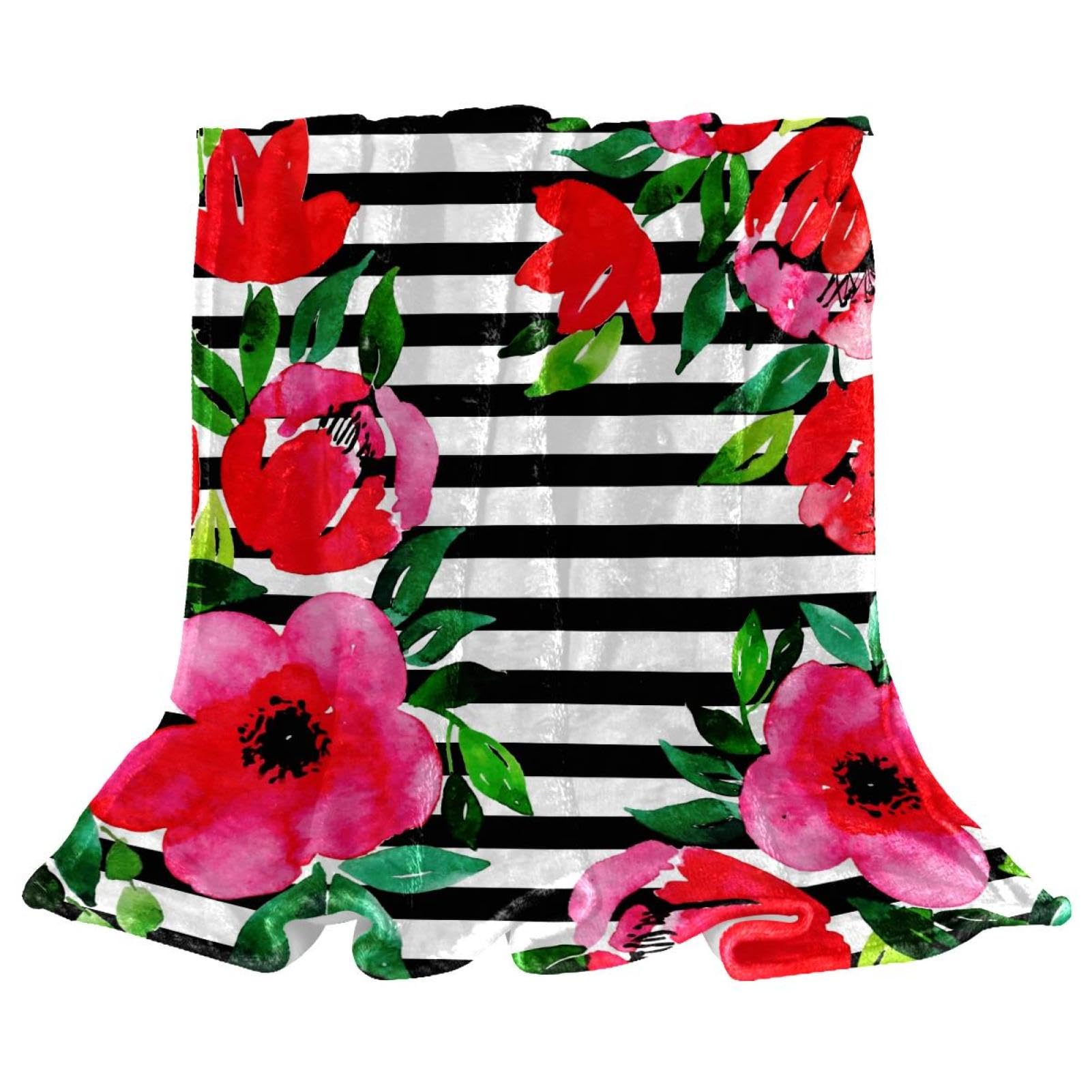 Couverture polaire rayure de fleur plaid microfibre chaude jeté de canapé 150x200