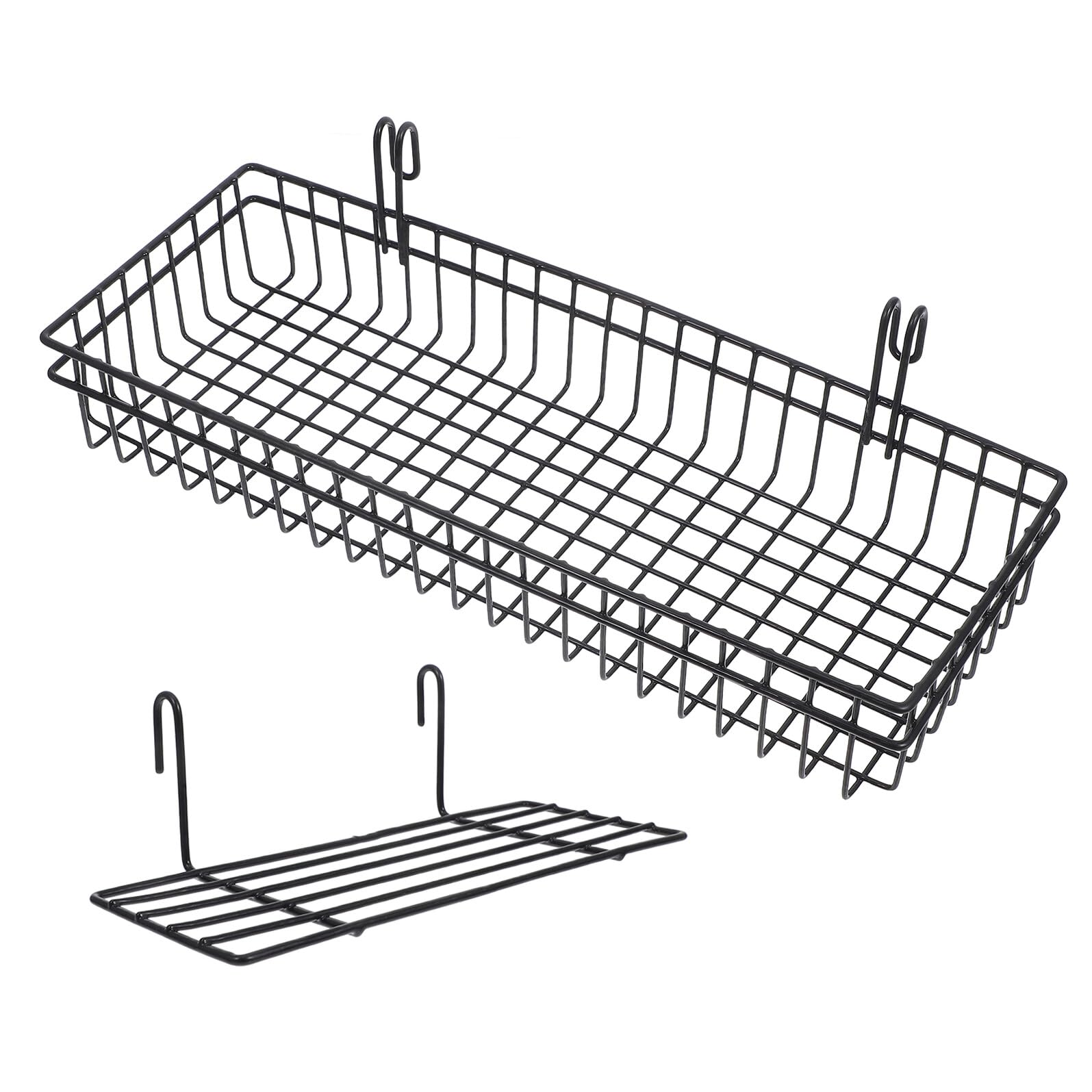 Ganchos estante multifuncional de pared de hierro negro 2 pzas