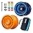 MAGICYOYO Pack of 2 Responsive Yoyos K1 Tug Return Hubstacks Yo-yo for Kids Beginners Dual Purpose Yo Yo with Unresponsive Bearing Kit + Storage Bag + 12 Strings +Hubstacks( Dark Blue & Glow Orange)