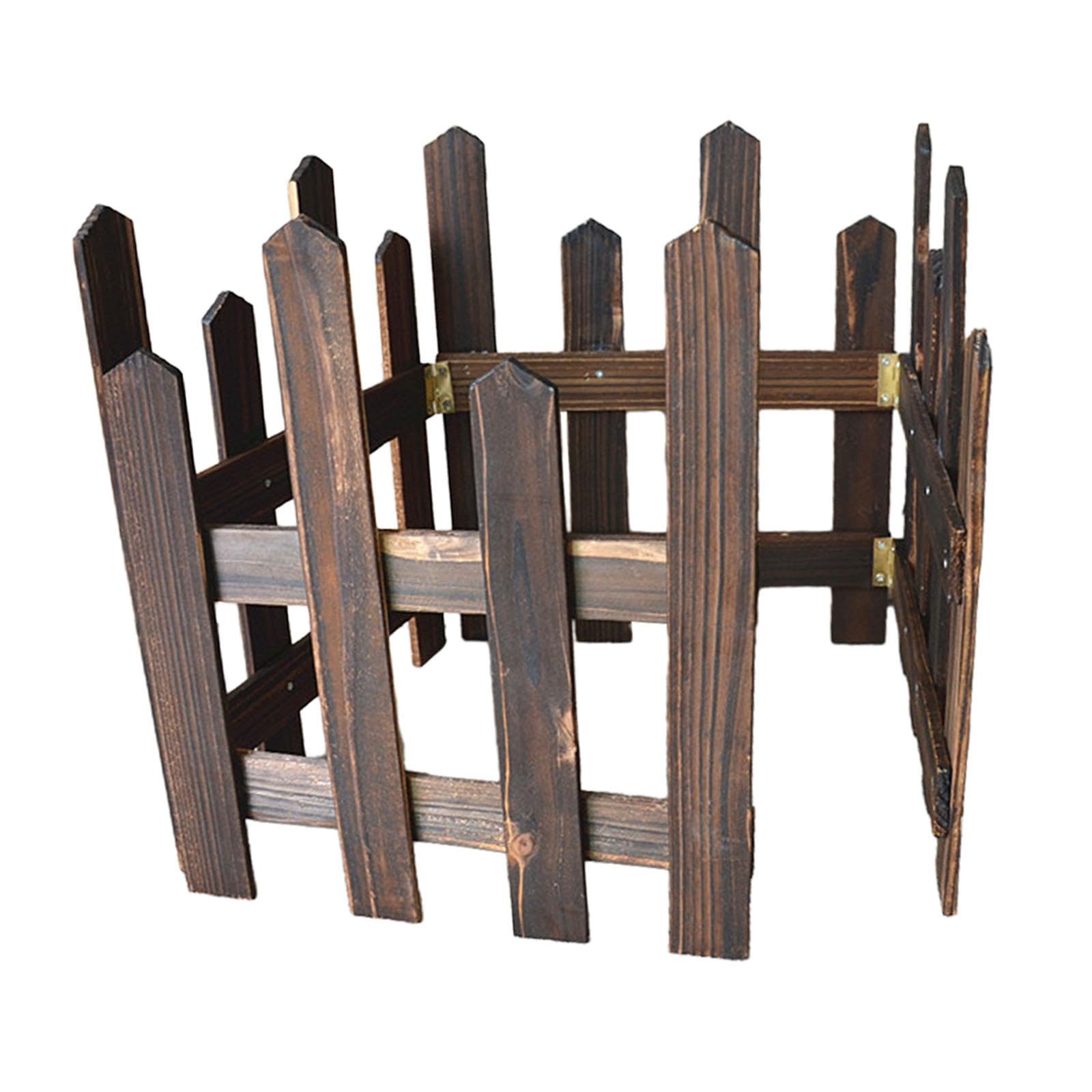 MERISHOPP™ Picket Fence Decorative Sturdy Wooden Garden Fence for Garden Yard Pool Lawn Brown Height 35Cm-image-45