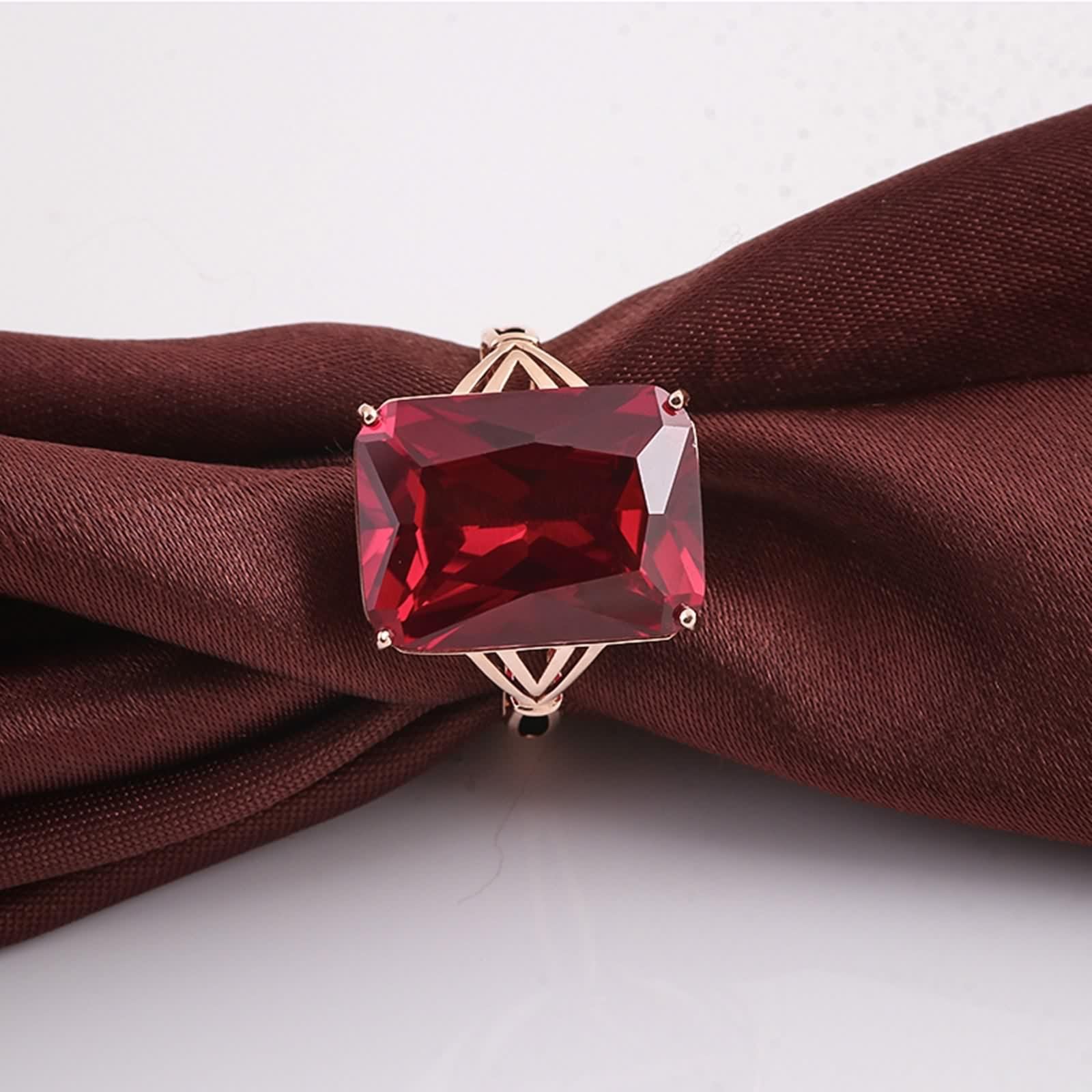Anillos de oro de 9 quilates para mujer, alianzas de boda vintage de oro rosa, elegante banda de rubí creado para propuesta de propuesta