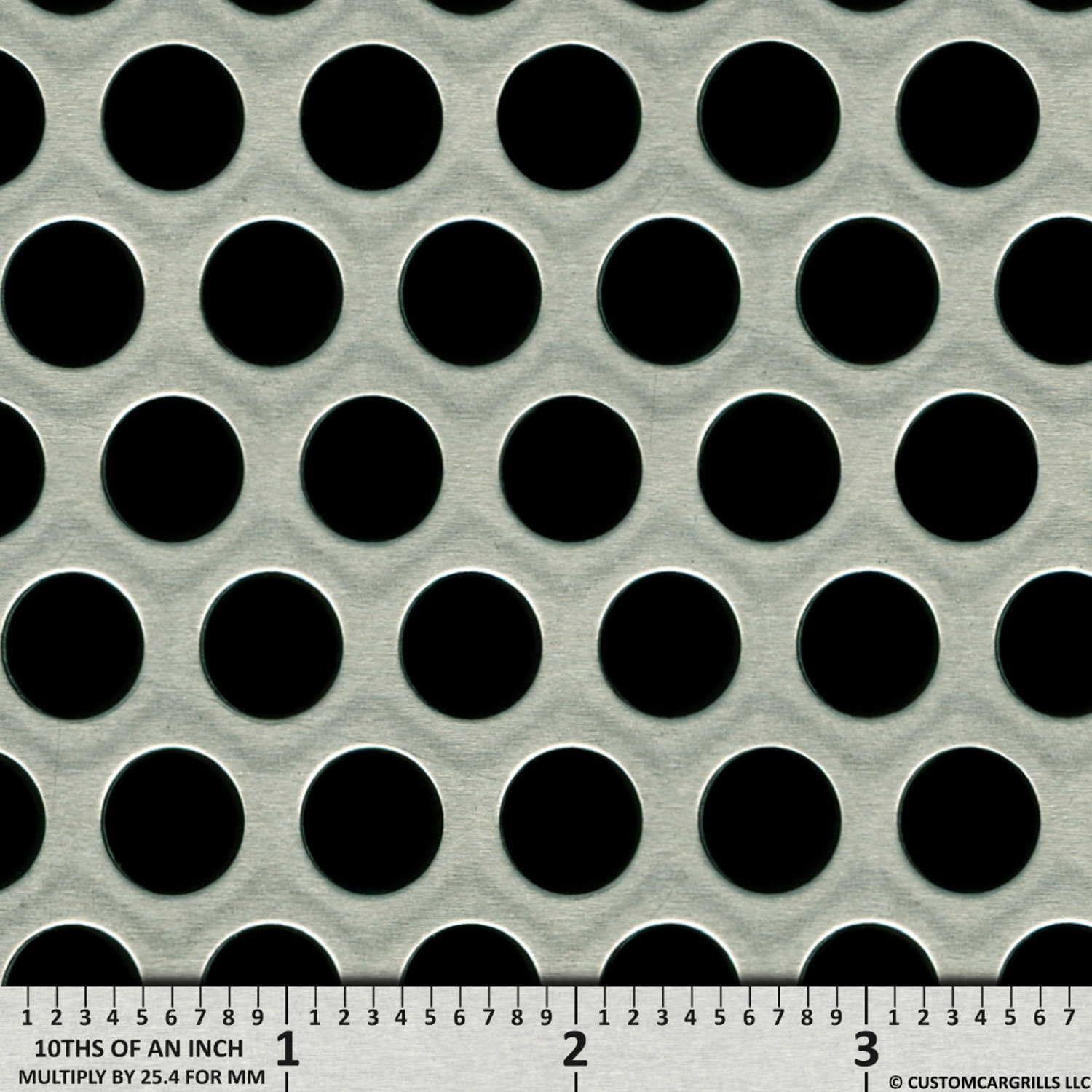 customcargrills 16"x48" Perforated XXL Grill Mesh Sheet - Silver - Shipped Flat, 1/2 inch circle hole opening, 0.065" thick raw Aluminum, Made in USA