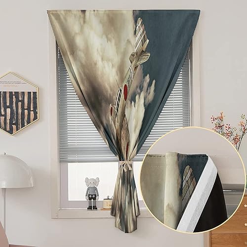 Miniatura 2 de Akutan - Cortinas opacas portátiles autoadhesivas, decoración de avión, cortinas de oscurecimiento de habitación, diseño de avión de guerra cero