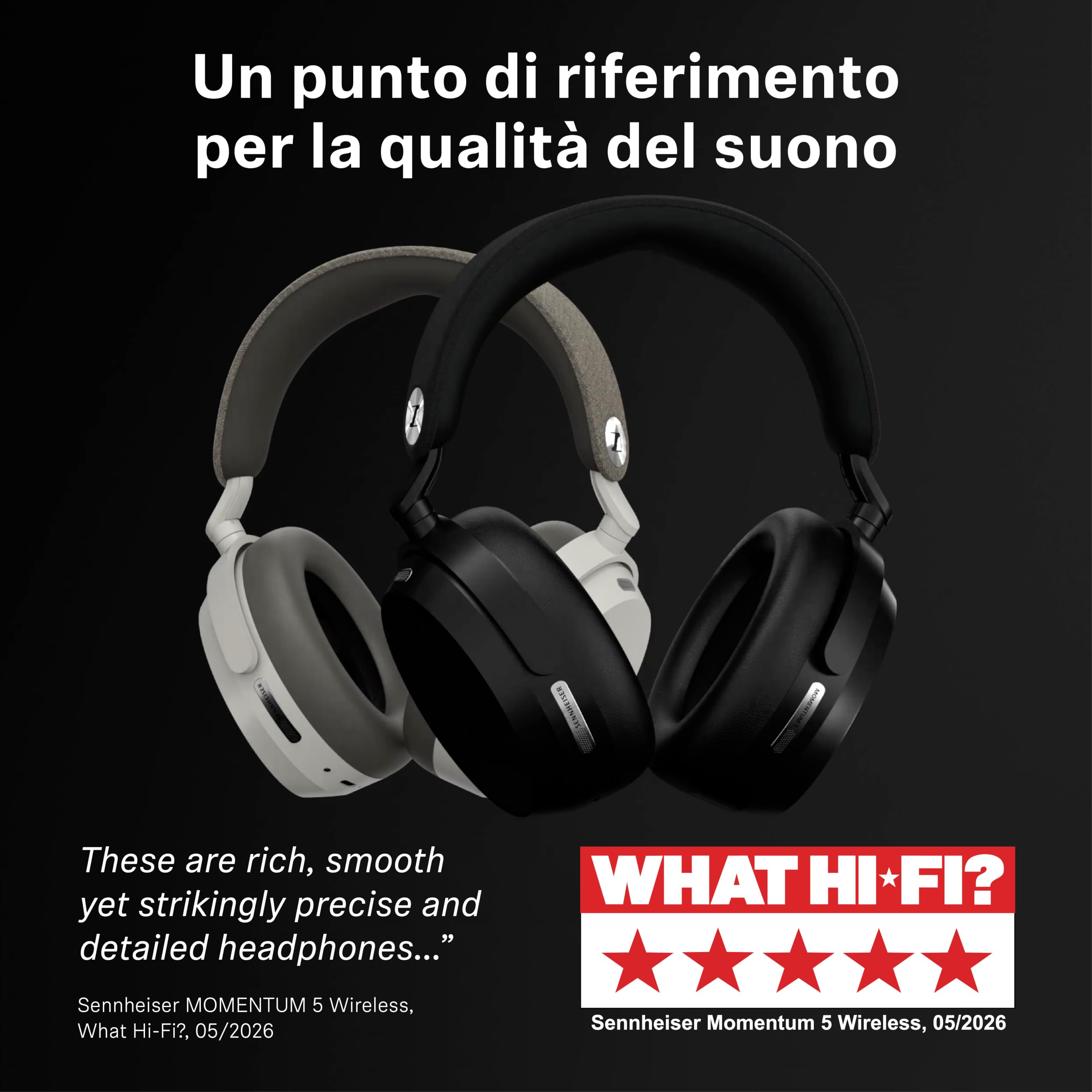 Sennheiser MOMENTUM 5 cuffie over ear cancellazione rumore I Batt. 57h