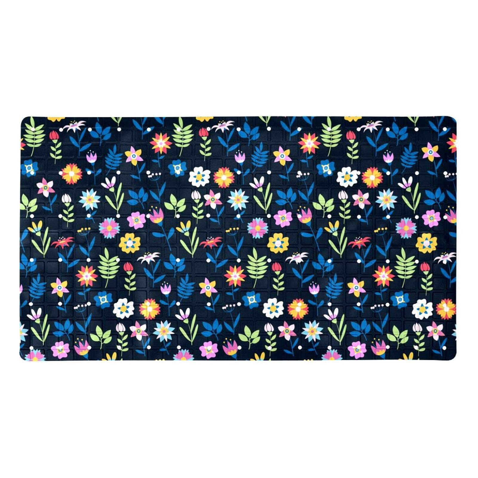 Tapis de bain antidérapant à ventouses floral 39x70 cm