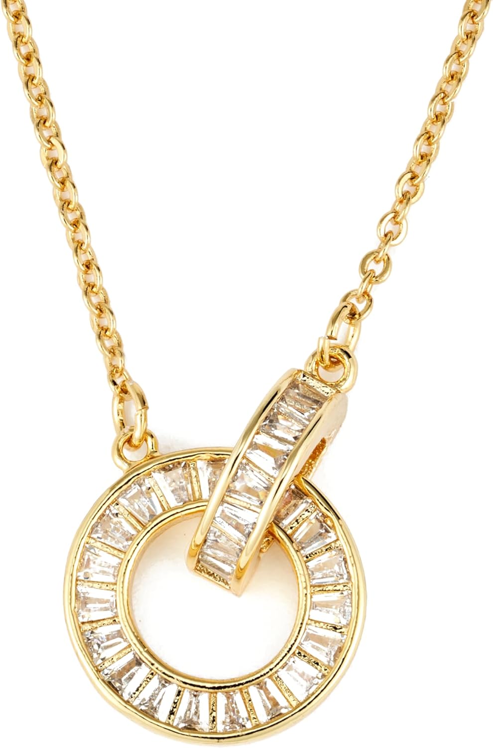 Circle Cubic Zirconia Pendant Necklace 18k Gold Plated Dainty Knot Chain Interlocking Necklace for Women 17" Elegant Jewellery Trendy Gift for Girlfriend Mother