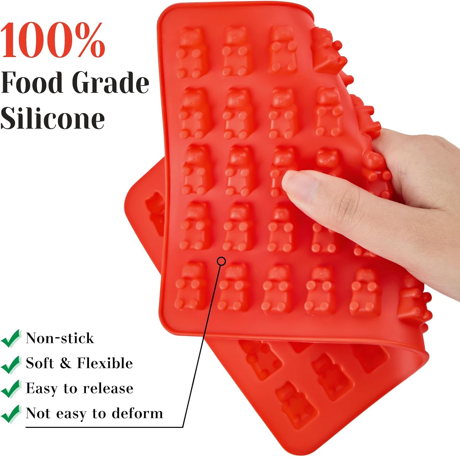 5 Pcs Mini Gummy Candy Molds with 2 Dropper, Silicone Bear Donut Dinosaur Fruit Snack Molds Non-stick and BPA Free Jello Candy Mold for Small Chocolate Gummies