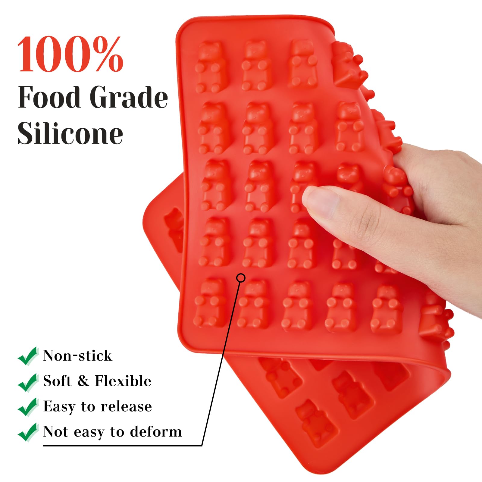 5 moldes de silicona para caramelos con 2 cuentagotas, moldes de silicona antiadherentes y sin BPA para mini gelatina, caramelo, chocolate, gomitas