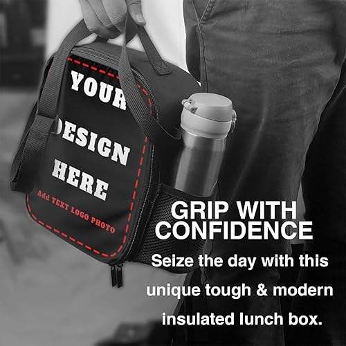 Miniatura 6 de Lonchera personalizada para mujeres y hombres, lonchera personalizada con texto fotográfico, bolsas de almuerzo aisladas personalizadas para
