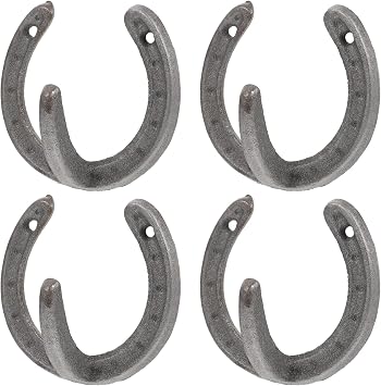 4pcs Duty Clothes Hanger for Hanging Coat Hat Key Towel Coat Hooks Vintage Wall Hanger Cast Iron Horseshoe Hooks Heavy