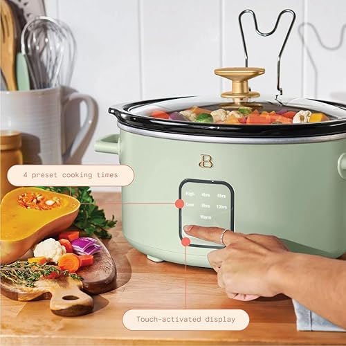 Miniatura 3 de Beautiful 4-Qt Digital Slow Cooker with Smart Touch Screen, Removable Pot, Timer Presets, Ideal for Small Families