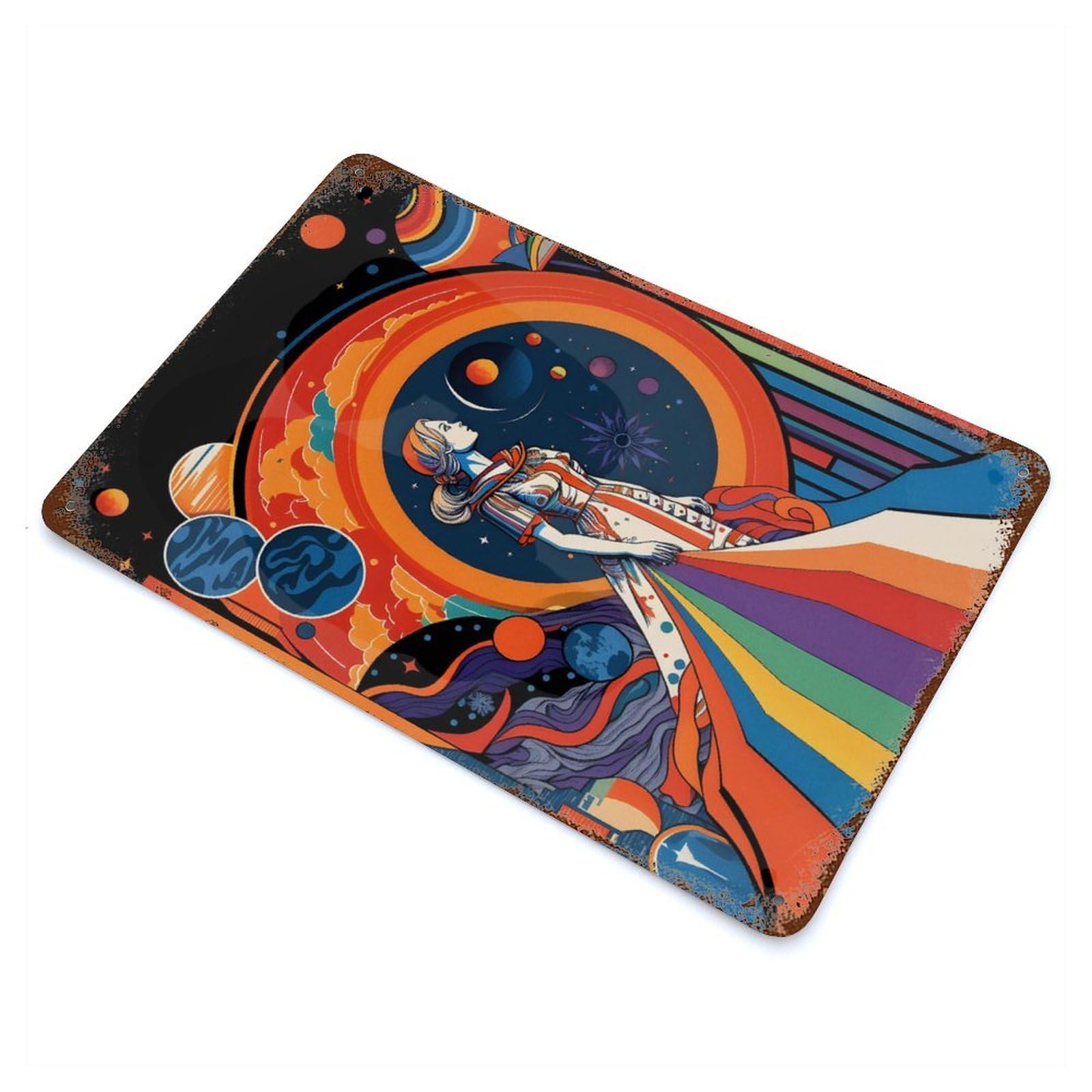 Girls in Space Retro Metal Sign 11.8"x7.9", for Pub, Kitchen And Man Cave Decor, Retro Wall Decor