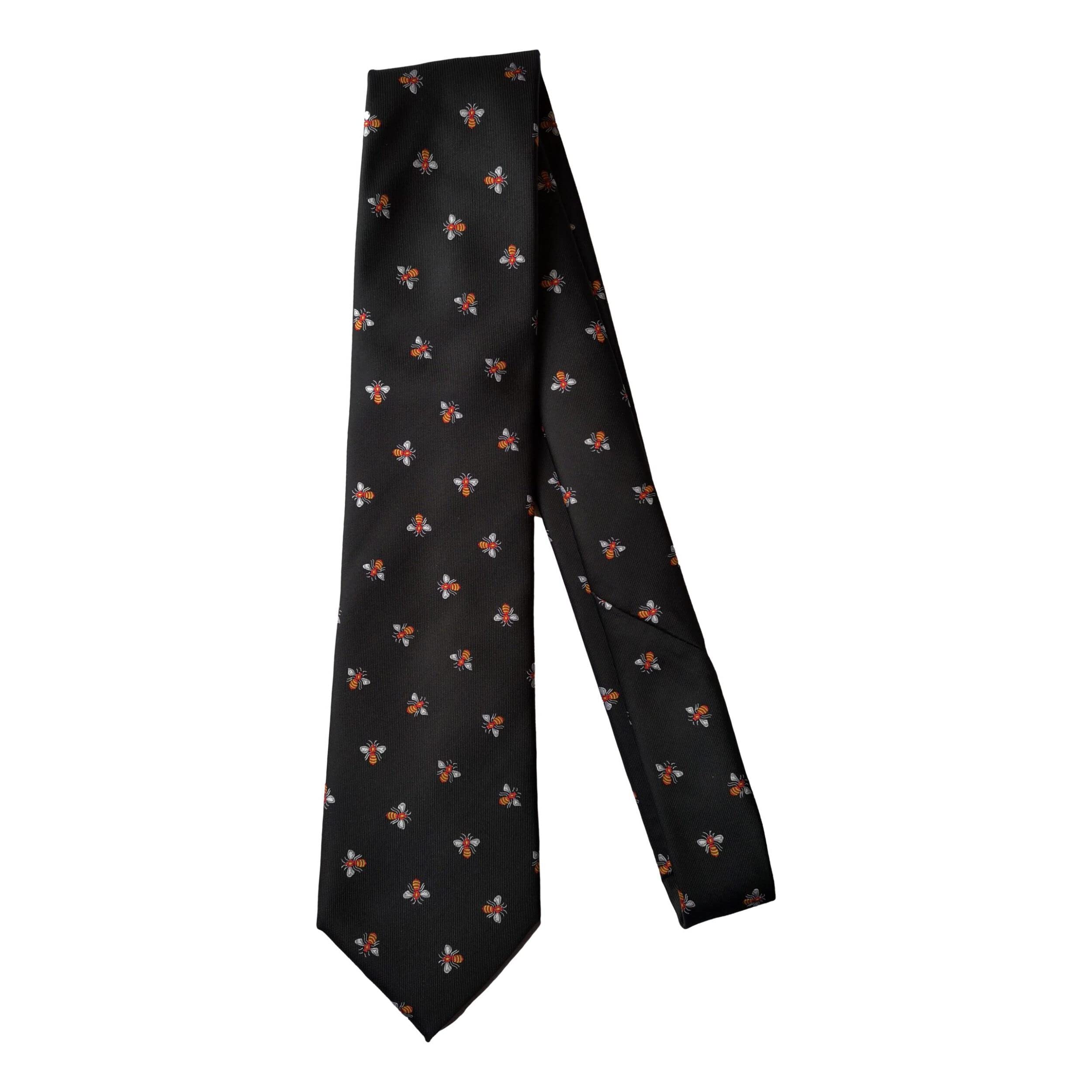 Honey Bees on black Sleeved 100% Micro Fibre Classic Tie
