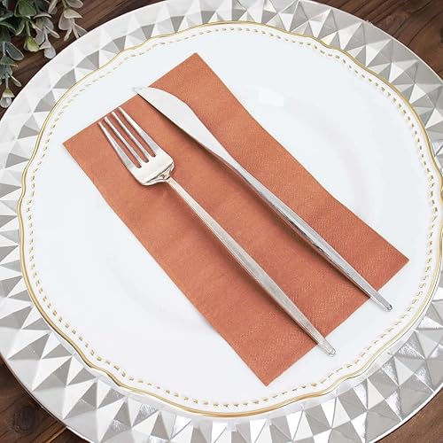 Miniatura 8 de Efavormart 50 Pack  Servilletas de papel para cena de 2 capas suaves color terracota, servilletas desechables para recepción de boda, cóctel y