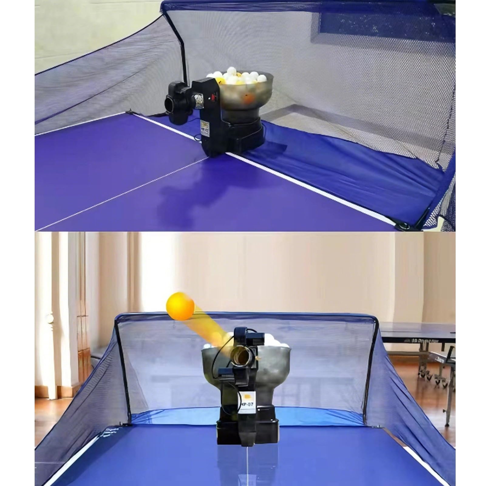 Robot da Ping Pong, lanciapalle Automatico con Telecomando, 36 Palline con Diversi Effetti, velocità/frequenza di Servizio, Ideale per la casa e l'allenamento
