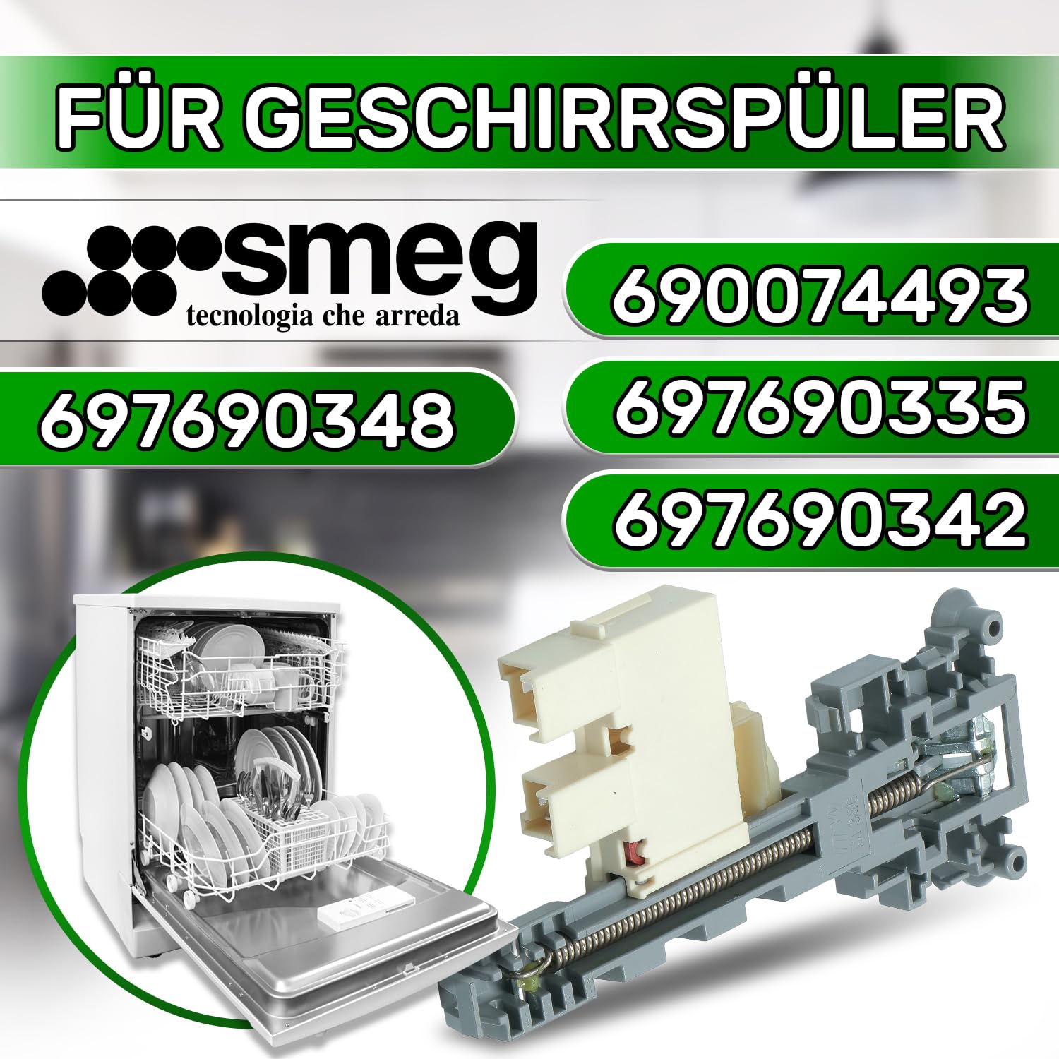 ONIX TECH Türschloss der Geschirrspüler 10A 250V mit Original Code 690074493 697690335 697690342 697690348 für Smeg - Garantie 5 Jahre