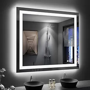 LOAAO 44"X36" LED Mirror for Bathroom, Lighted Bathroom Mirror with Lights, Anti-Fog, Dimmable, Memory Function, Easy to Install, Clear Reflection