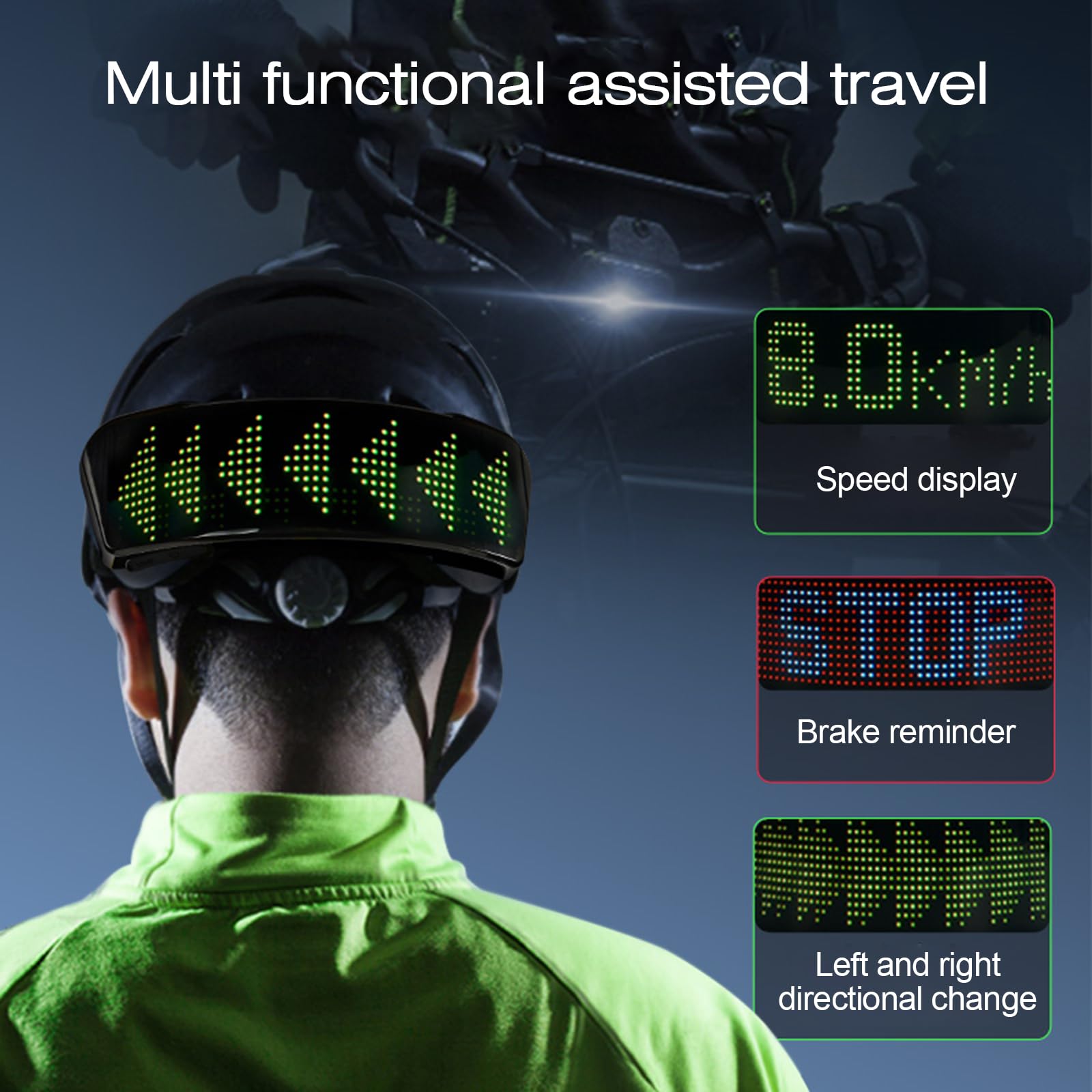 Pantalla LED para Casco de Bicicleta, Visualización de Animación con Sincronización de Música BT, Graffiti Personalizada con Batería