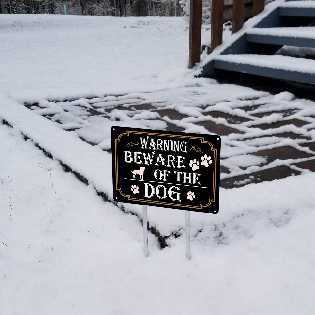 WOSTOD Blechschild 'Warning Beware Of The Dog' – 20x30 Cm, Vintage-Look, Für Garten & Zaun