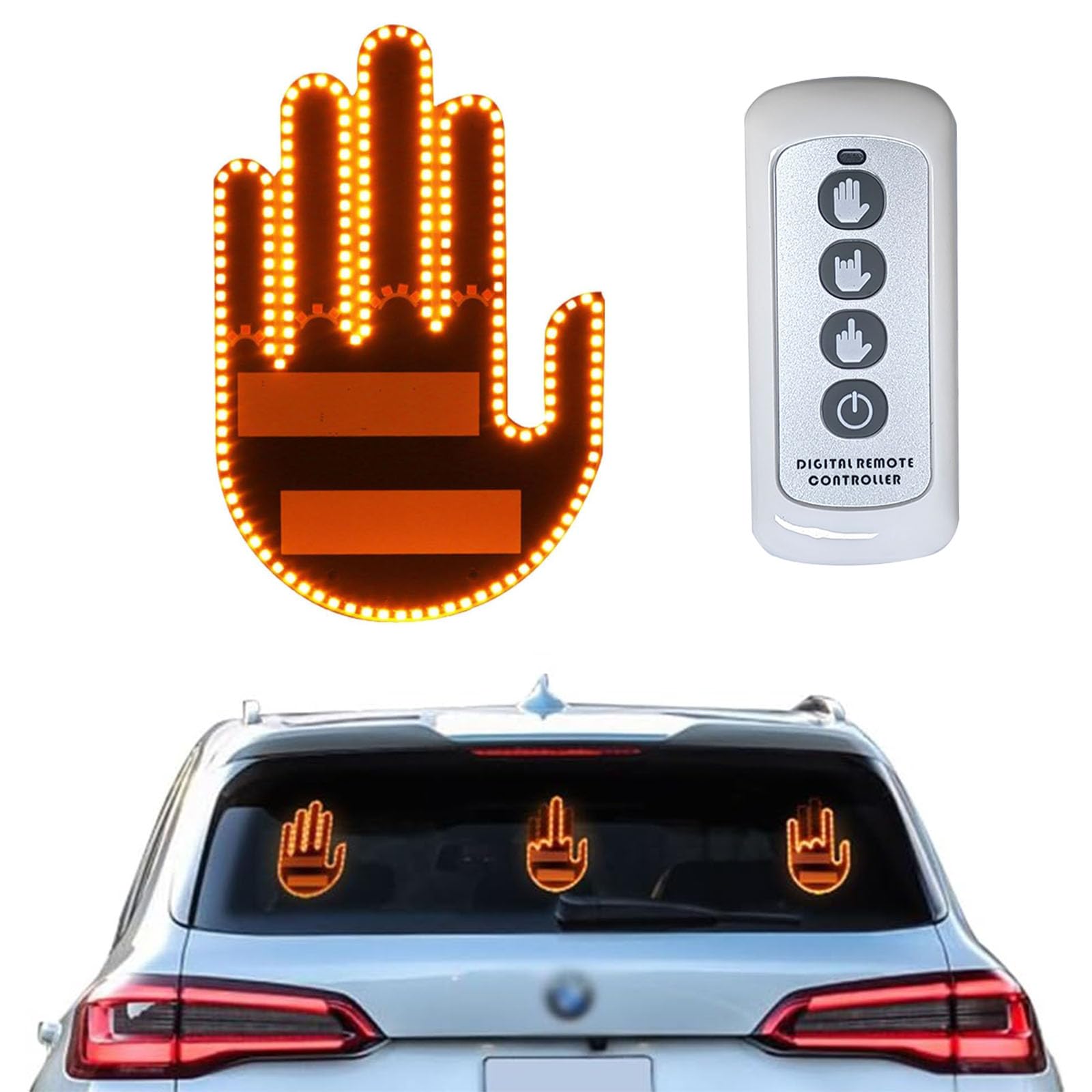 Funny Car Finger Light With Remote, Road Rage Signs Middle Finger Gesture Light Auto Amber Middle Finger Warning Brake Light – Buy The Best Products In The Online Store - Foto 3