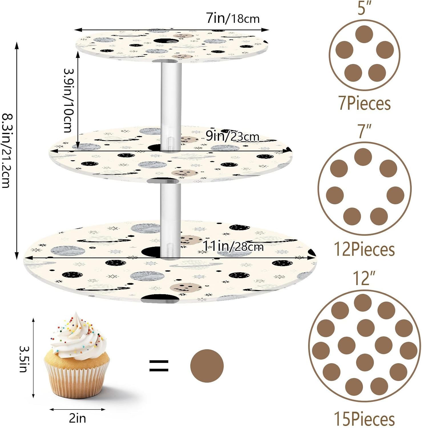 Planet Star 3 Tier Acrylic Cupcake Stand, Cupcake Stand for 34 Cupcakes for Weddings, Christmas,Holidays,Parties,Birthday,Printed Cupcake Tower 23300174