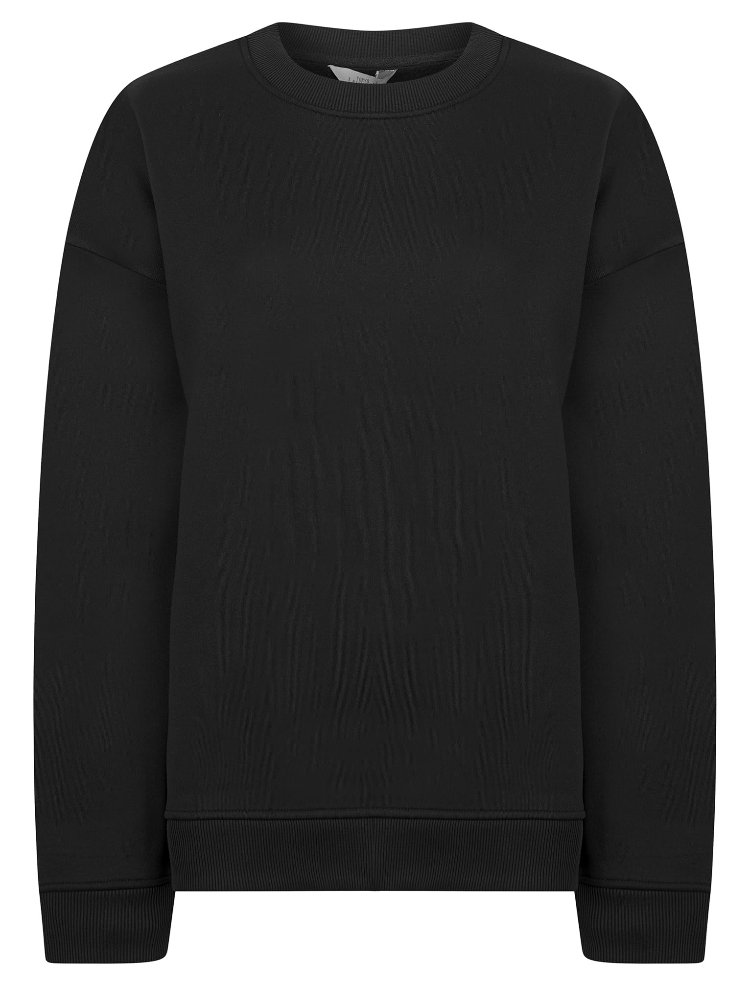 Tokyo Laundry Women's Jet Black Plain Brushback Fleece Crew Neck Sweatshirt