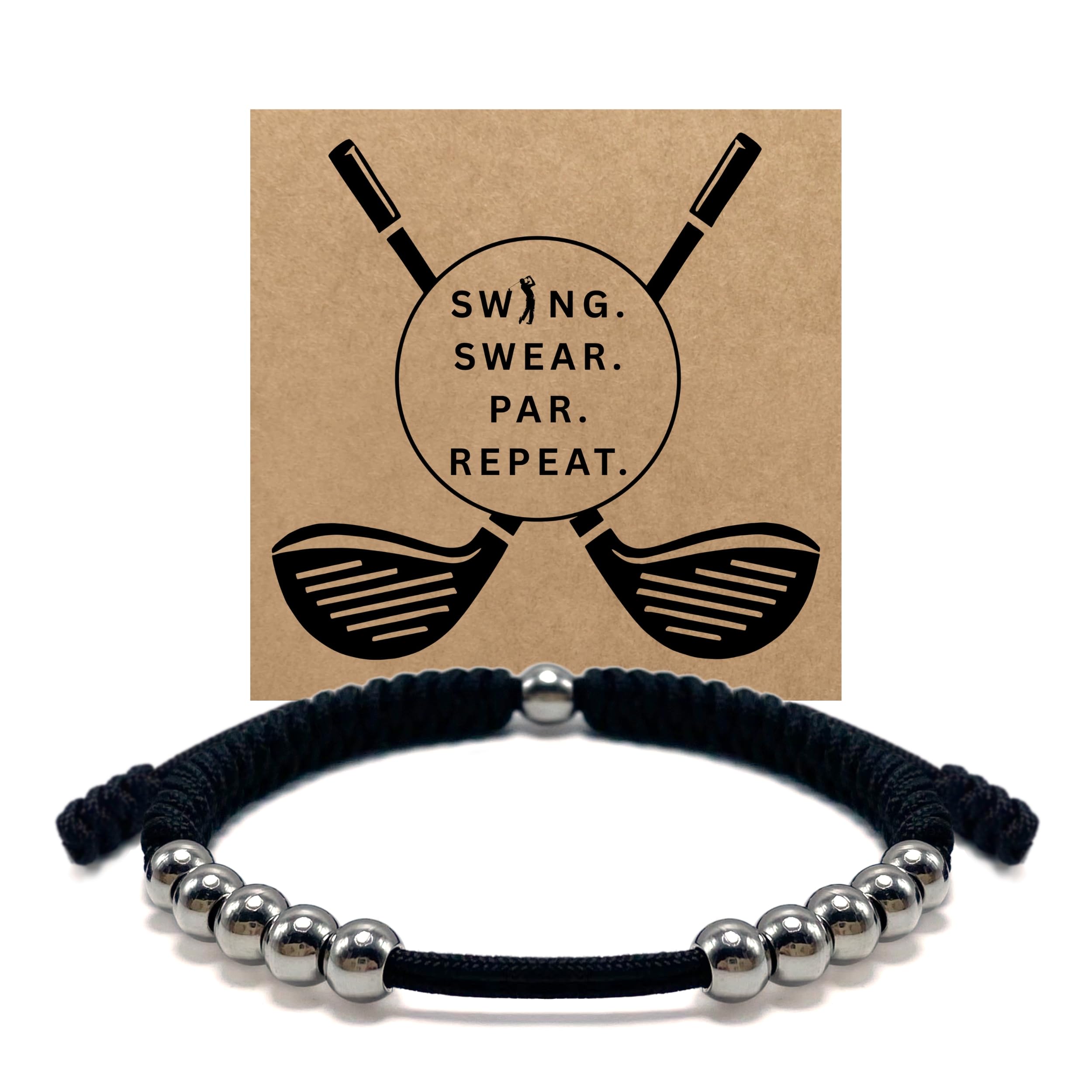 LAMIBEE Premium Golf Stainless Steel 10 Bead Score Counter Bracelet, Golf Stroke Count Bracelet, Resizable Easy Adjust Golf Round Scoring Tracker, Durable Stylish Golf Accessory (Black)
