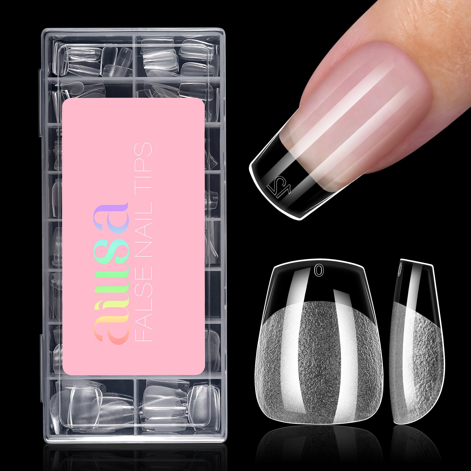 AILLSA Extra Short Coffin Nail Tips - 15 Sizes 120pcs Half Matte Pre-shaped Short Nails Tips, Full Cover Clear Press on Gelly Tips for Home Salon with Storage Box