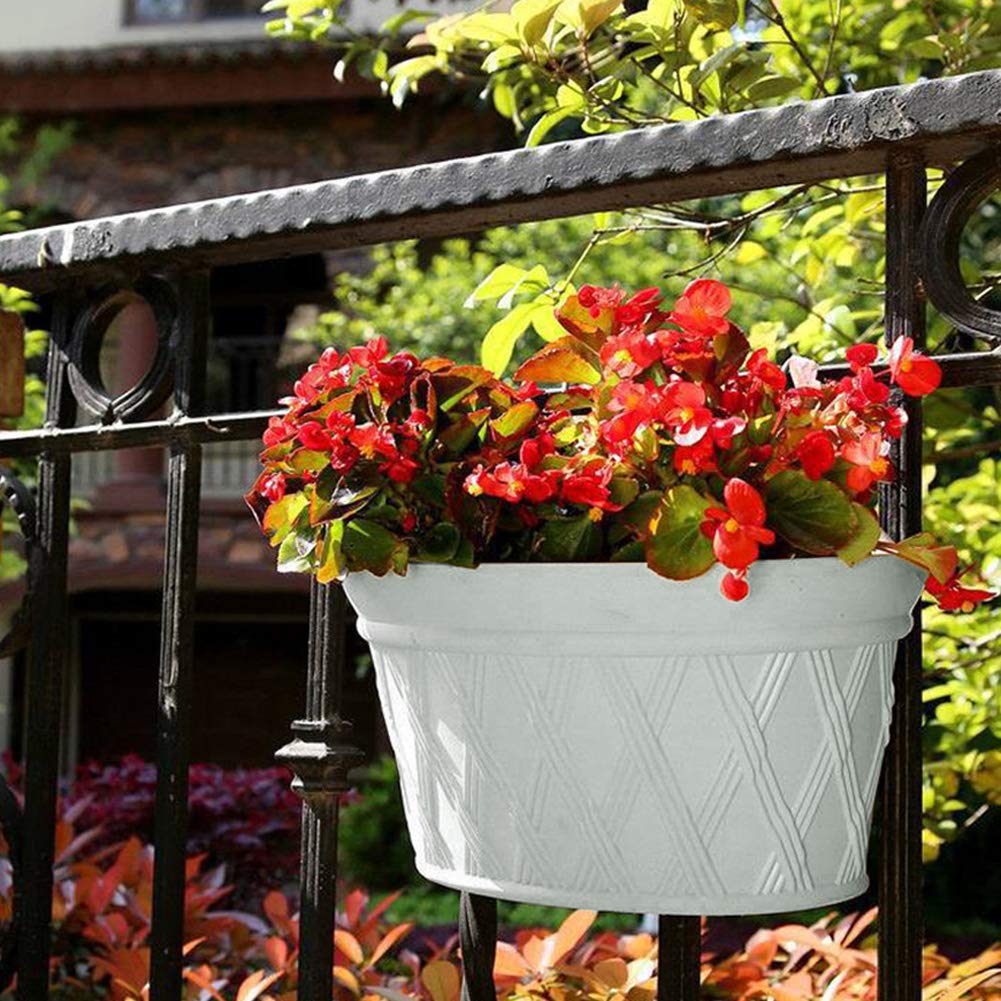 Fioriera sospesa, semicircolare in plastica, per interni ed esterni, giardino, balcone, ringhiera, recinzione, vasi da appendere
