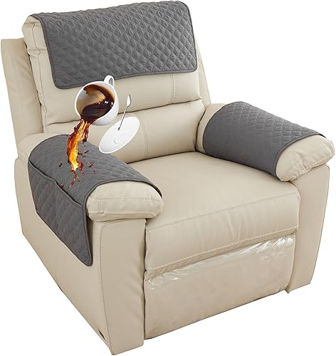 Miniatura 12 de Funda para Reposabrazos de Sofá, Funda para Reposacabezas de Silla Reclinable, Funda de Sillón con Bolsillos, Protector Acolchado Antideslizante de
