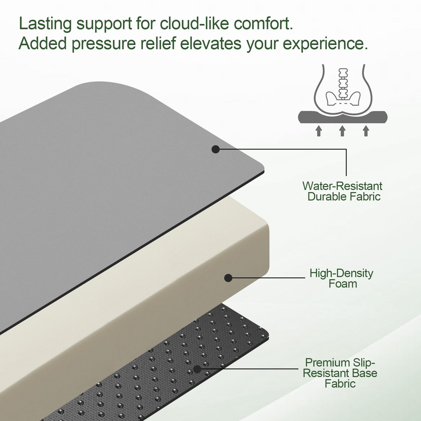 Coussin de rechange imperméable en mousse pour banc de jardin ou chaise 2 places pour extérieur, 108 x 45 cm, gris clair
