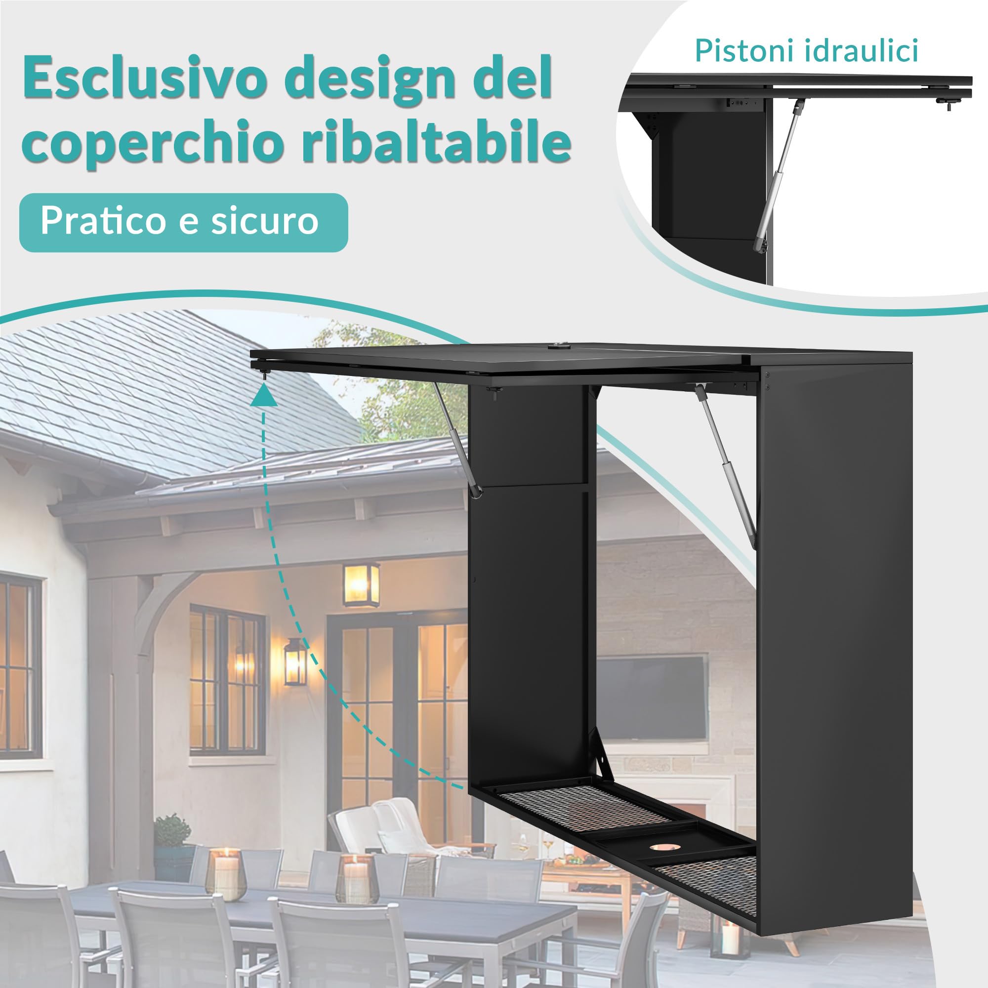 Custodia TV da esterno impermeabile, box protettiva TV con chiusura per televisori 32–55 pollici, protezione antifurto impermeabile per uso esterno, balcone e terrazza con supporto a parete
