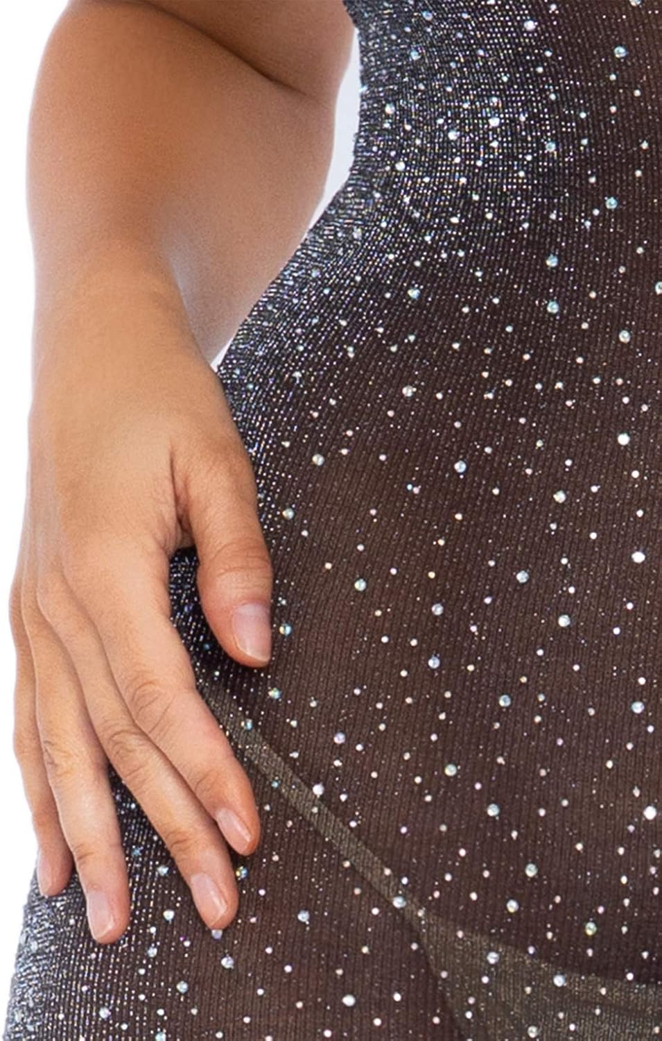 Leg Avenue Shimmer Sheer Lurex Rhinestone Tube Dress, Black/Silver, One Size - Image 6