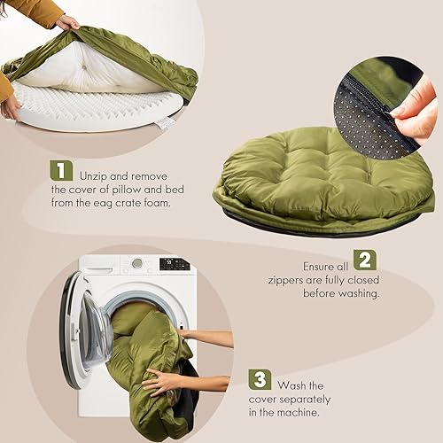 Miniatura 7 de Cleva Home Cama ortopédica para perros grandes, 42 pulgadas, de doble capa repelente al agua, cama redonda para mascotas con cubierta lavable, parte
