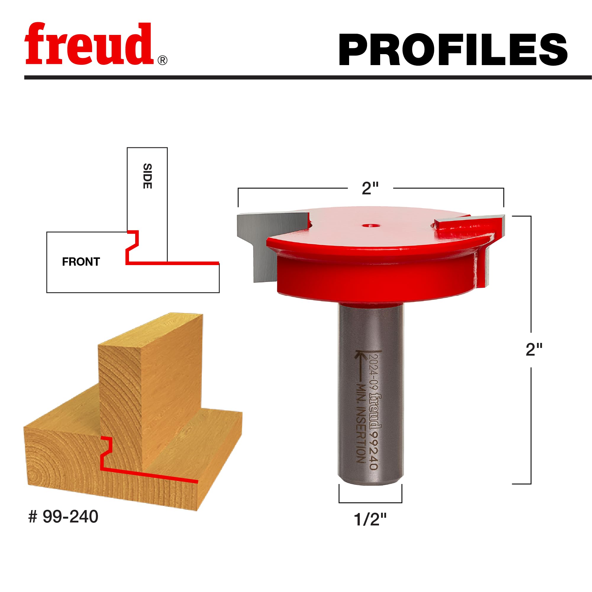 Freud Drawer Lock Bit with Perma-Shield Coating for Fast, Efficient and Strong Drawer Joints - 2 Cutters, 16000 RPM, 30° Angle, 33/64" Height, 2" Length, 1/2" Shank - 99-240
