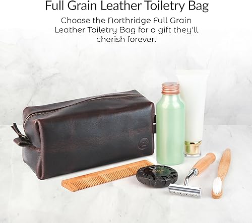 Miniatura 6 de Neceser de cuero auténtico de primera calidad, Marrón, Cremallera única