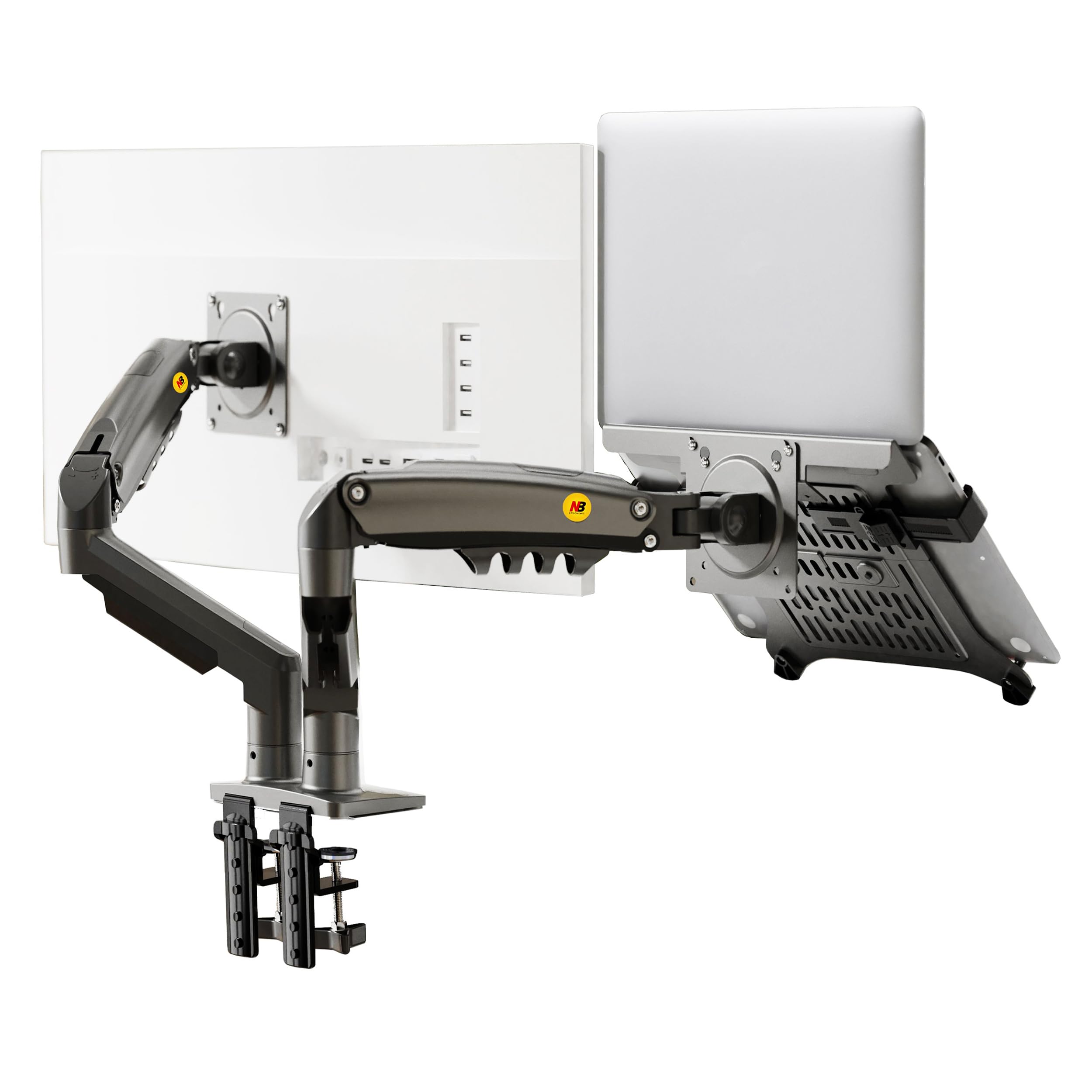 NB Ergonomic Doppia Braccio Monitor 17-32'' & Supporto PC Portatili 13-17'' | Supporto Monitor Carico Massimo 9 kg, VESA 75/100 mm