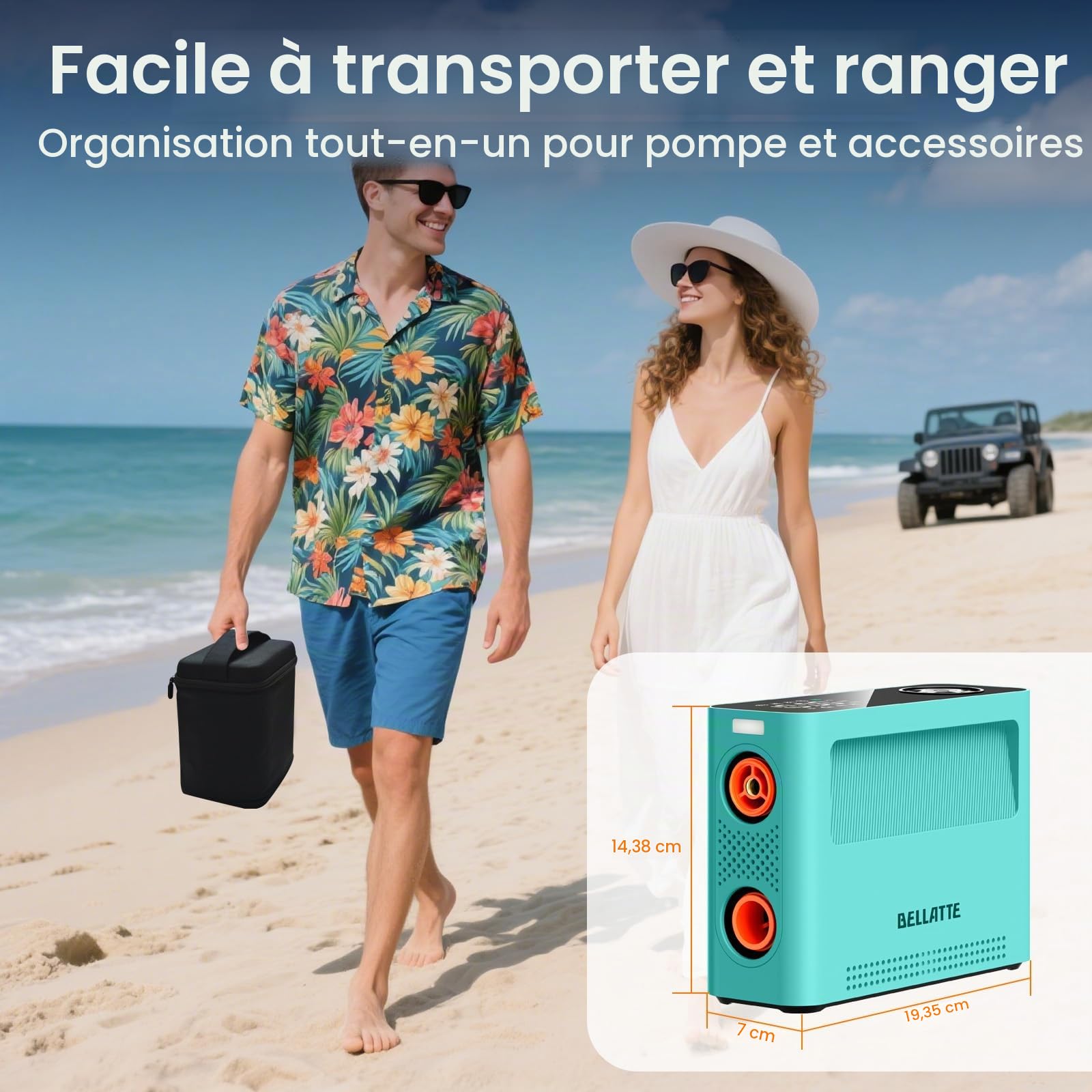 Pompe électrique pour Paddle, 150PSI Rechargeable, gonflage/dégonflage, Recharge USB et sur Allume-Cigare, arrêt Automatique Gonfleur électrique pour Kite, tentes, Bateaux,Voiture,Vélo