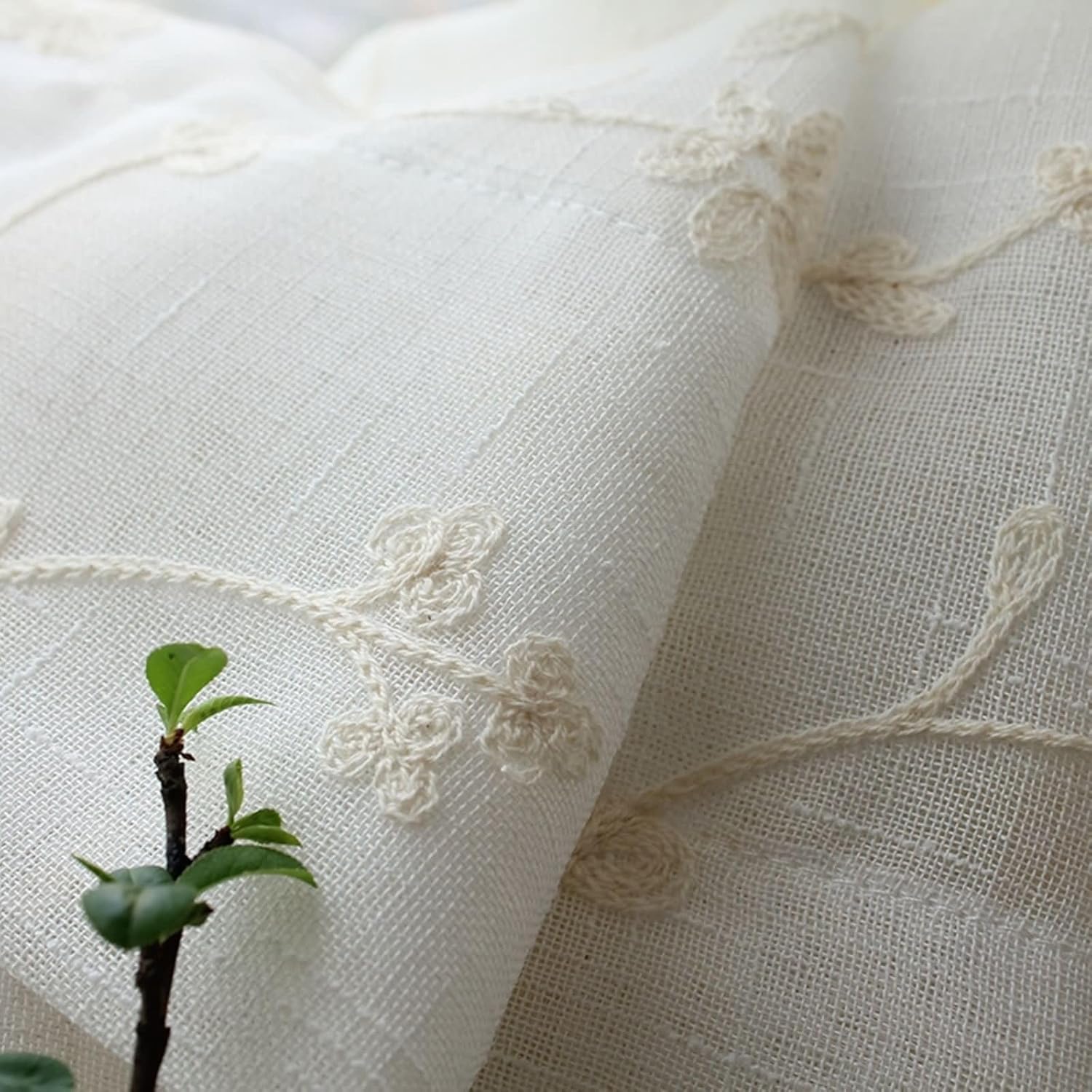 Draperies Sheer 2 Panels Set 2 x 52 W x 96" H,Modern Sheer Curtains for Bedroom White Branches Bedroom Curtains with Hook