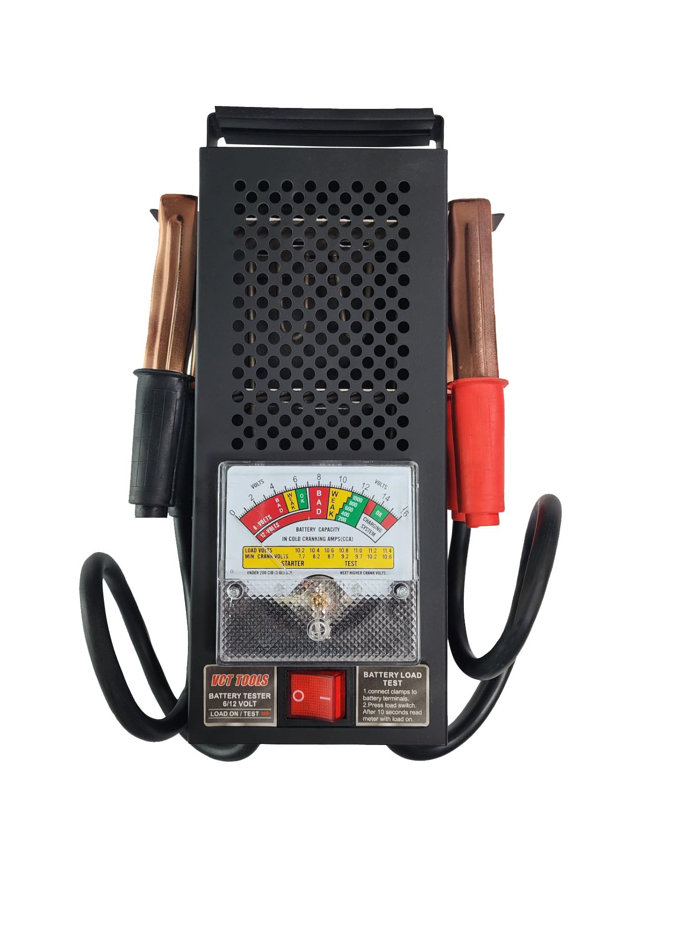 VCT Battery Load Tester 12 Volt at 100 Amps / 6 Volt at 50 Amps Battery Tester, Includes Alligator Clamps - 12V or 6V Battery Health Checker, Check