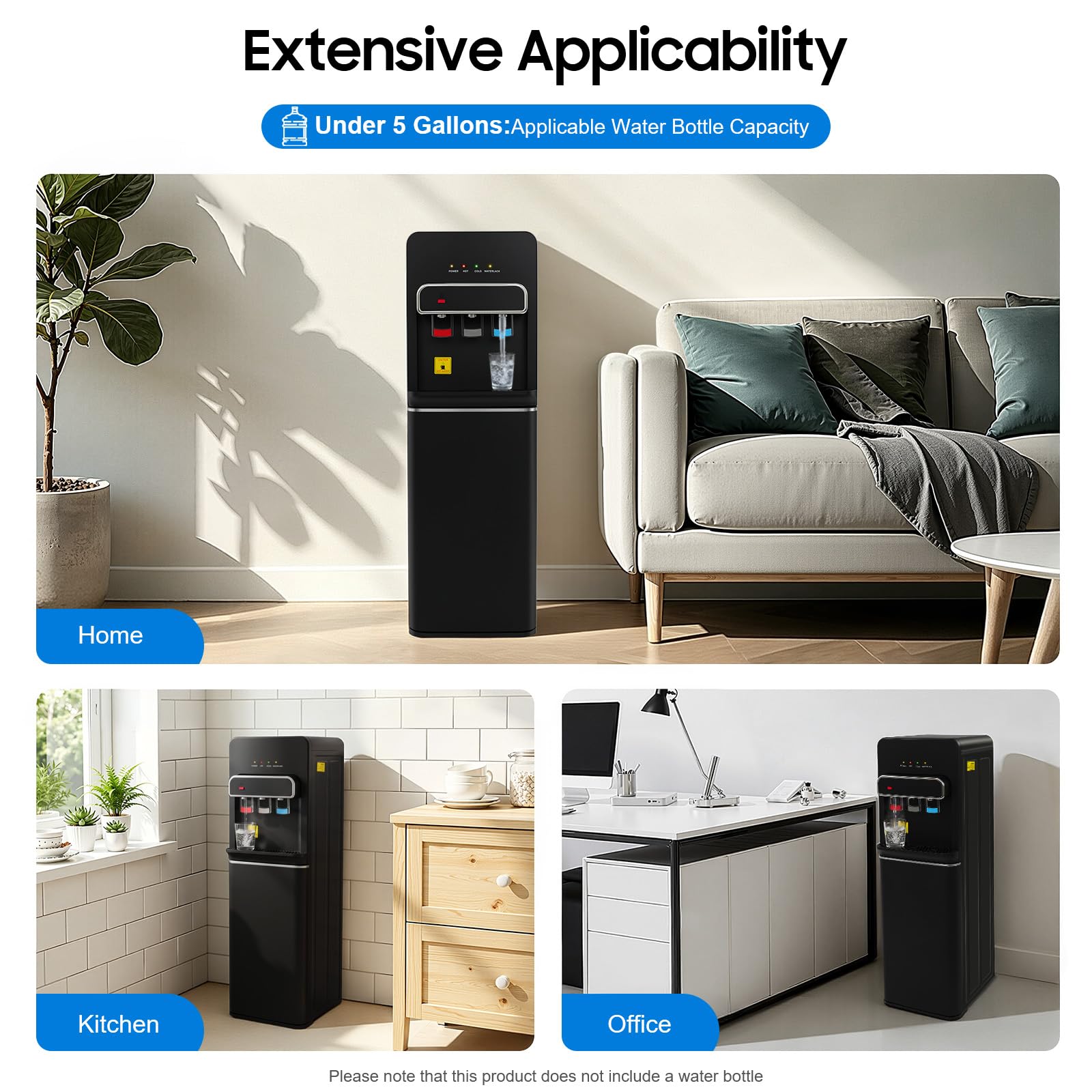 550W Bodenstehender Wasserspender, Kalt Heiß 85-95℃ Doppelfunktion Stand-Wasserspender Schwarz, Bodenbefüllung Heißwasserspender für Zuhause, Büro, Küche